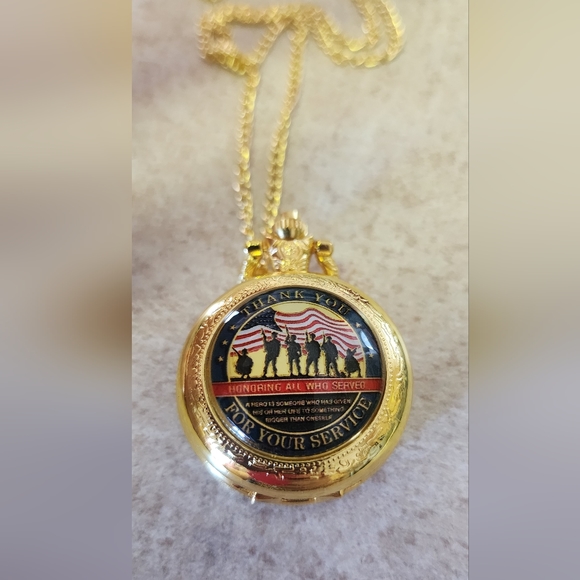 New military Vet veteran thank you for your service quartz pocket watch - Picture 4 of 5